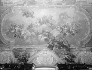 Vermählung von Religion und Wissenschaft, verbunden durch die Tugenden