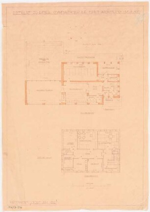 Gymnastikschule am See Monatskonkurrenz Dezember 1932: Grundriss Erdgeschoss, Obergeschoss 1:100; Maßstabsleiste