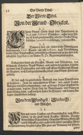 Der VierteTitul. Von der Grund-Obrigkeit