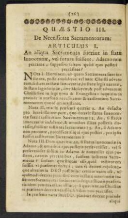 Qaestio III. De Necessitate Sacramentorum: