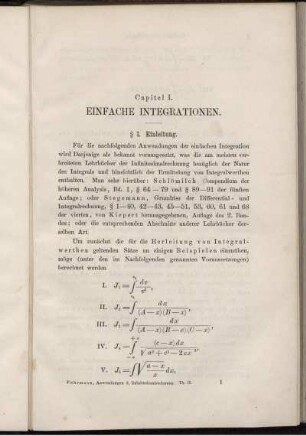 Capitel I. Einfache Integrationen.