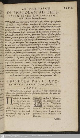 In Epistolam Ad Thessalonicenses Argumentum Per Erasmum Roterodamum