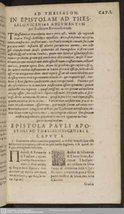 In Epistolam Ad Thessalonicenses Argumentum Per Erasmum Roterodamum