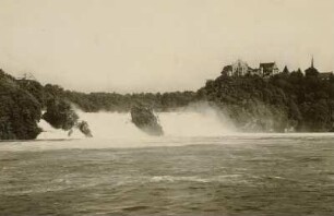 Schweiz. Rheinfall bei Schaffhausen. Ansicht vom rechten Ufer gegen Schloss Laufen