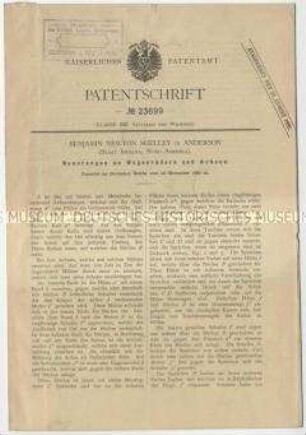 Patentschrift einer Neuerung an Wagenrädern und Achsen, Patent-Nr. 23699