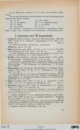 Literatur und Wissenschaft (Nr. 1-235)