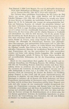 492-493 [Rezension] Poupard, Paul, L' abbé Louis Bautain