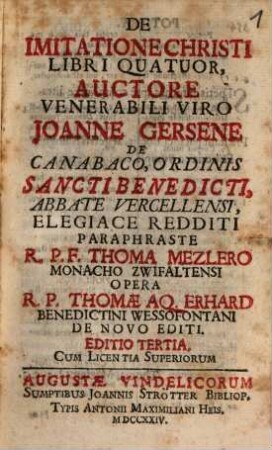De Imitatione Christi : Libri Quatuor