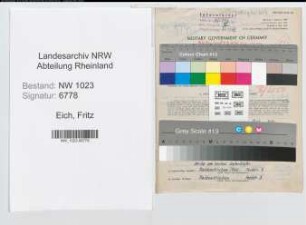 Entnazifizierung Fritz Eich , geb. 06.06.1906 (Kriminalsekretaer)