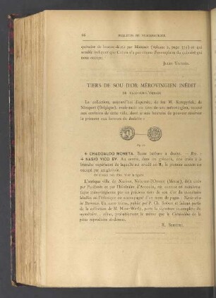 Tiers de sou d'or mérovingien inédit de naix-sur-l'ornain