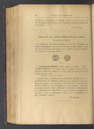 Tiers de sou d'or mérovingien inédit de naix-sur-l'ornain