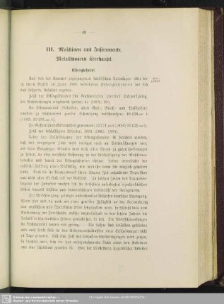 III. Maschinen und Instrumente. Metallwaaren überhaupt
