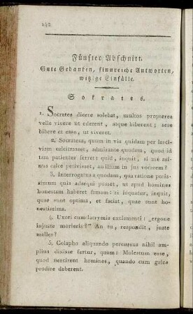 Fünfter Abschnitt. Gute Gedanken, sinnreiche Antworten, witzige Einfälle.