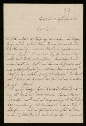 14: Brief von Luigi Bianchi an Adolf Hurwitz, Parma, 21.9.1880