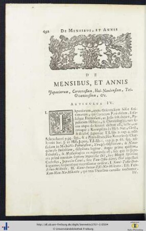 De Mensibus, Et Annis ... . Articulus IV.