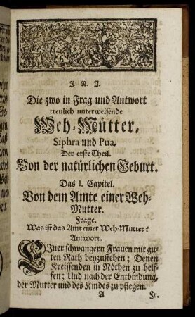 Der erste Theil. Von der natürlichen Geburt.