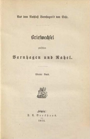 Briefwechsel zwischen Varnhagen und Rahel, 4