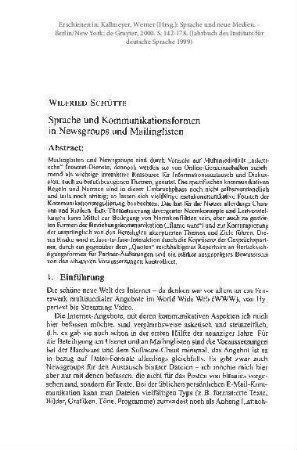Sprache und Kommunikationsformen in Newsgroups und Mailinglisten