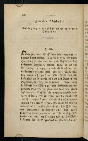 188-223, II. Abschnitt: Bedingungen der Möglichkeit der freien Handlungen. §126-142