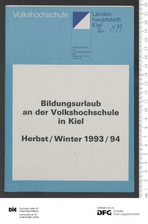 Programm für Bildungsurlaub 1. Semester 1993/1994