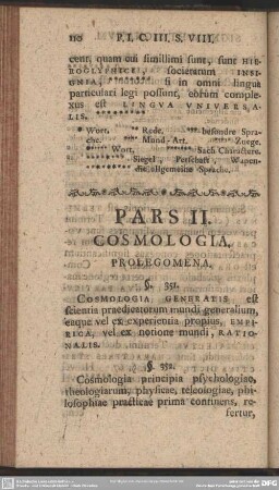 Pars II. Cosmologia