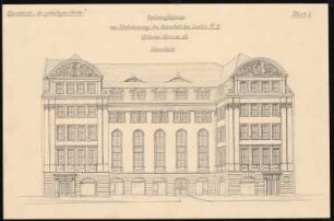 Geschäftshaus des Verbandes der Baugeschäfte Berlins und den Vororten, Berlin-Tiergarten: 1. Entwurf: Perspektivische Ansicht