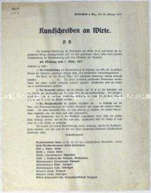 Rundschreiben mehrerer Brauereien an Gastwirte zur Erhöhung der Ausschankpreise