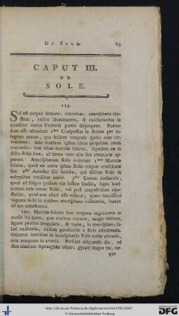 Caput III. De Sole.