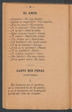 Canto mis penas : (Habanera)