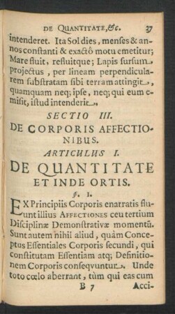 Sectio III. De Corporis Affectionibus.