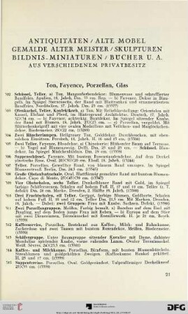 Ton, Fayence, Porzellan, Glas (Nr. 302-3309