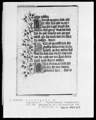 Deutsches Gebetbuch (Waldburg-Gebetbuch) — Drei Initialen H, Folio 10verso