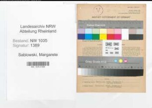 Entnazifizierung Margarete Sablowski , geb. 15.01.1904 (Stenotypistin)