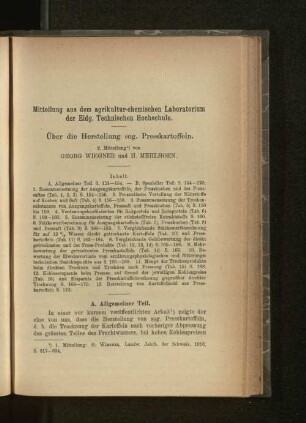 Mitteilungen aus dem agrikultur-chemischen Laboratorium der Eidg. Technischen Hochschule.