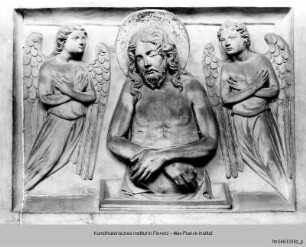 Grabmal des Erzbischofs Giovanni Scherlatti : Sarkophagschauseite mit Reliefs : Schmerzensmann und Engel