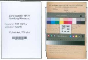 Entnazifizierung Wilhelm Vohwinkel , geb. 28.10.1887 (Schlosser)