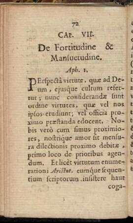 Cap. VII. De Fortitudine & Mansuetudine.