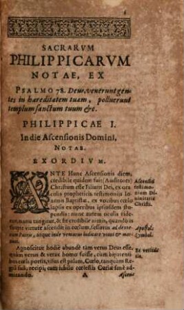 Orator Terrae Sanctae, Et Hvngariae; Sev Sacrarvm Philippicarvm, In Tvrcarvm Barbariem, & importunas Christianorum discordias, Notae