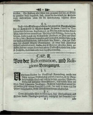 CAP. II. Von der Reformation, und Religions-Bewegungen.