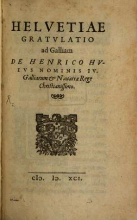 Helvetiae gratulatio ad Galliam
