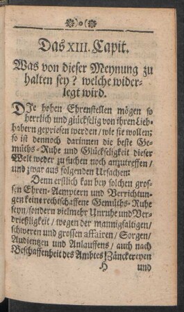 Das XIII. Capit. Was von dieser Meynung zu halten sey? welche widerlegt wird
