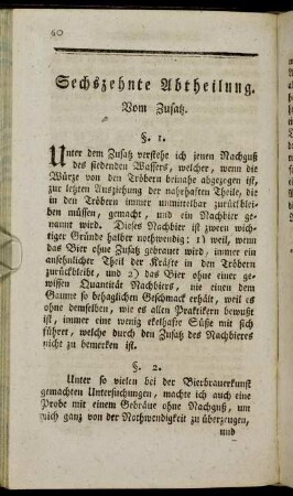 Sechszehnte Abtheilung. Vom Zusatz