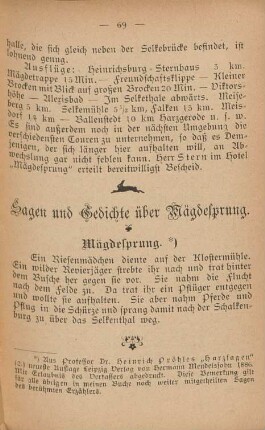 Sagen und Gedichte über Mägdesprung