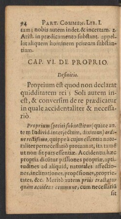 Cap. VI. De Proprio.