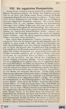 VIII: Zur aegyptischen Kunstgeschichte