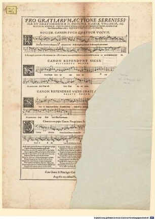 PRO GRATIARVM ACTIONE SERENISSIMAE ET GRATIOSISSIMAE D. DOMINAE MARIAE, VNGARIAE, AC BOEMIAE REGINAE. INFERIORIS GERMANIAE GVBERNATRICI, DOMINAE suae Clementissimae offert. SIGISMVNDVS SALMINGER