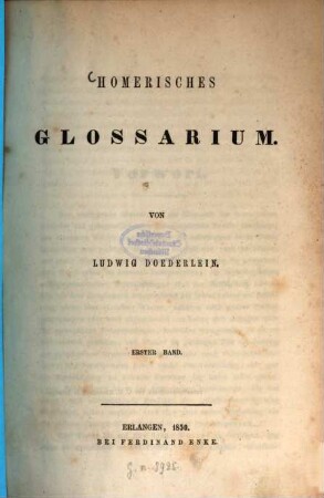 Homerisches Glossarium, 1