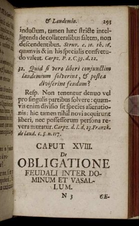 Caput XVIII. De Obligatione Feudali Inter Dominum Et Vasallum.