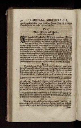 Pars 7. Vom Steigen und Fallen/ und was darbey zubeobachten
