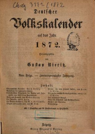 Deutscher Volkskalender. 1872